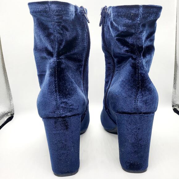 Y2K Candie's FANSV Navy Blue Faux Suede Chunky Heel Ankle Boots Women's Size 8.5 - Picture 6 of 11